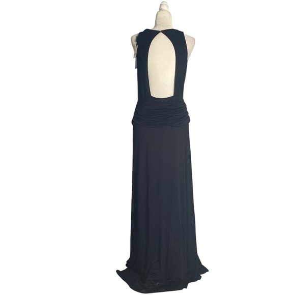 Paula Hermanny Black Maxi Dress NWT Evening Gown with Deep V Neck Open Back - Picture 8 of 11